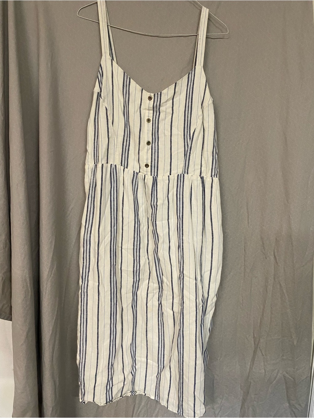 Old Navy White and Blue Striped Button-Front Midi Dress